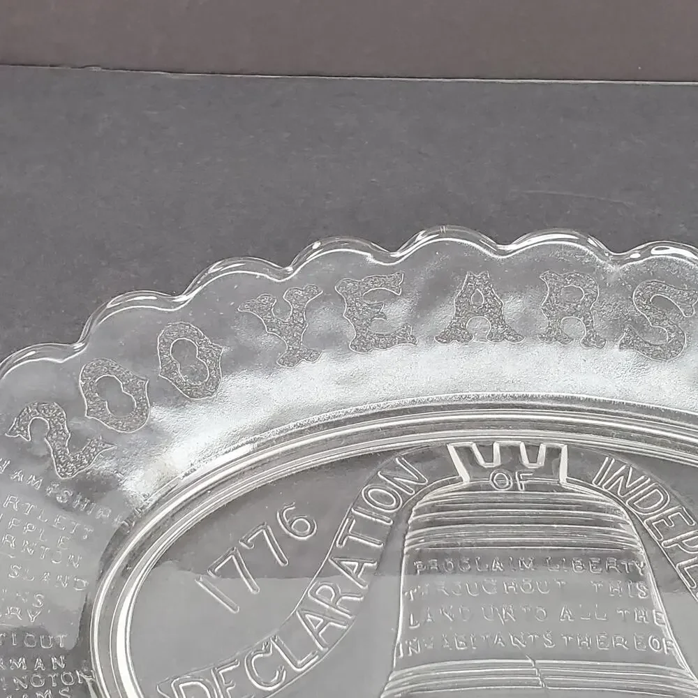 Declaration‎ of Independence 200 Years Ago Clear Glass Platter
